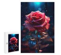 Puzzle 1000 PCS pour Adolescentes Rainy Red Rose Flower Puzzle pour Adultes, Jouet, Décoration Murale, Cadeaux pour Femmes, Cadeaux Uniques pour Anniversaire Et Noël 1000 PCS