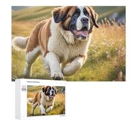 Puzzle 1000 PCS pour Adolescentes Running Saint Bernard in Field Puzzles pour Adolescentes Jeux Amusants Assemblage De Motifs Aide À Exercer Le Cerveau 1000 PCS