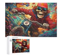 Puzzle 1000 PCS pour Adolescentes Skull Rider Fiery Adventure Puzzles pour Adolescentes Jeux Amusants Assemblage De Motifs Aide À Exercer Le Cerveau 1000 PCS