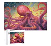 Puzzle 1000 PCS pour Adolescentes Vibrant Octopus in Abstract Ocean Artwork Puzzles pour Adolescentes Jeux Amusants Assemblage De Motifs Aide À Exercer Le Cerveau 1000 PCS