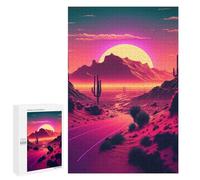 Puzzle 1000 PCS pour Adolescents A Synthwave Mountain Scene Puzzle Adulte Jeu Manuel Décoration Intérieure Cadeaux Uniques pour Anniversaire Et Noël 1000 PCS