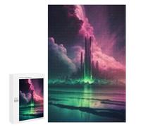 Puzzle 1000 PCS pour Adolescents Alien Cityscape Reflections Puzzle Jeux De Famille Assemblage De Motifs Cadeaux Uniques pour Anniversaire Et Noël 1000 PCS