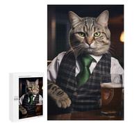 Puzzle 1000 PCS pour Adolescents American Shorthair Cat Pub Puzzle Adulte Jeu Manuel Décoration Intérieure Cadeaux Uniques pour Anniversaire Et Noël 1000 PCS