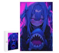 Puzzle 1000 PCS pour Adolescents Anime Girl with Shark Plush Jeux De Puzzle Relaxants, Défi Difficile, Cadeaux Uniques pour Anniversaire Et Noël 1000 PCS