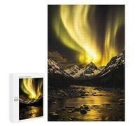Puzzle 1000 PCS pour Adolescents Aurora Borealis Over Snowy Mountains Jeux De Puzzle Relaxants, Défi Difficile, Cadeaux Uniques pour Anniversaire Et Noël 1000 PCS