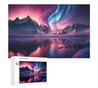 Puzzle 1000 PCS pour Adolescents Aurora Borealis Over Snowy Peaks Puzzles pour Adultes Jeu Familial Course De Vitesse Manuelle Cadeaux Anti-Stress 1000 PCS