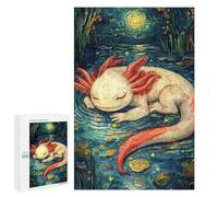 Puzzle 1000 PCS pour Adolescents Axolotl Sleeping Starry Night Puzzle Jeux De Famille Assemblage De Motifs Cadeaux Uniques pour Anniversaire Et Noël 1000 PCS