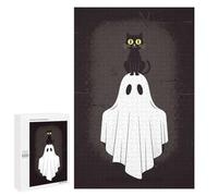 Puzzle 1000 PCS pour Adolescents Black Cat on Ghost Halloween Illustration Puzzles pour Adultes Jeu Familial Décoration Intérieure pour Anniversaire, Noël 1000 PCS
