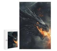 Puzzle 1000 PCS pour Adolescents Black Fire Dragon Puzzles pour Adultes Jeu Familial Décoration Intérieure pour Anniversaire, Noël 1000 PCS