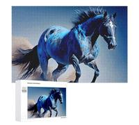 Puzzle 1000 PCS pour Adolescents Blue Horse in Motion Puzzles pour Adultes Jeu Familial Course De Vitesse Manuelle Cadeaux Anti-Stress 1000 PCS