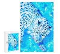 Puzzle 1000 PCS pour Adolescents Blue Leopard in Water Puzzle pour Adolescents Améliore La Mémoire Défi À Compléter Amusant en Famille Et Soirée Jeux 1000 PCS
