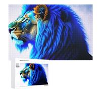 Puzzle 1000 PCS pour Adolescents Blue Lion King Art Print Puzzles pour Adultes Jeu Familial Course De Vitesse Manuelle Cadeaux Anti-Stress 1000 PCS