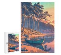 Puzzle 1000 PCS pour Adolescents Boat by The Lake Puzzle Adulte Jeu Manuel Décoration Intérieure Cadeaux Uniques pour Anniversaire Et Noël 1000 PCS