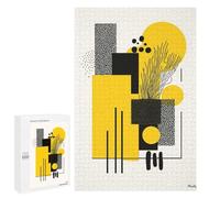 Puzzle 1000 PCS pour Adolescents Bold Yellow & Black Geometric Abstract Minimalist Art Jeux De Puzzle Relaxants, Défi Difficile, Cadeaux Uniques pour Anniversaire Et Noël 1000 PCS