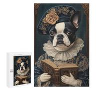 Puzzle 1000 PCS pour Adolescents Boston Terrier Renaissance Scholar Classic Canine Art Puzzles pour Adultes Jeu Familial Décoration Intérieure pour Anniversaire, Noël 1000 PCS