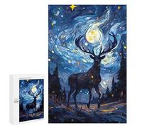 Puzzle 1000 PCS pour Adolescents Buck Deer Starry Night Puzzle Jeu D'ingénieur Soulageur De Stress Challenger pour Compléter 1000 PCS