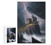 Puzzle 1000 PCS pour Adolescents Burnt Out Castle on Cliff Puzzle Adulte Jeu Manuel Décoration Intérieure Cadeaux Uniques pour Anniversaire Et Noël 1000 PCS