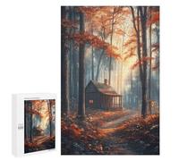 Puzzle 1000 PCS pour Adolescents Cabin in Autumn Forest Puzzles pour Adultes Jeux De Détente Décoration Intérieure Cadeaux Uniques pour Anniversaire Et Noël 1000 PCS