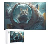 Puzzle 1000 PCS pour Adolescents Cat in an Underwater Spacesuit Adventure Puzzle pour Adultes Jeu De Réflexion, Analyse Et Logique, Idéal comme Cadeau 1000 PCS