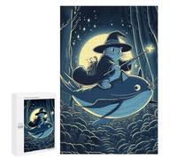 Puzzle 1000 PCS pour Adolescents Cat Wizard Riding Whale in Forest Jeux De Puzzle Relaxants, Défi Difficile, Cadeaux Uniques pour Anniversaire Et Noël 1000 PCS