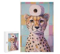 Puzzle 1000 PCS pour Adolescents Cheetah with Toilet Paper Puzzle Jeux De Famille Assemblage De Motifs Cadeaux Uniques pour Anniversaire Et Noël 1000 PCS