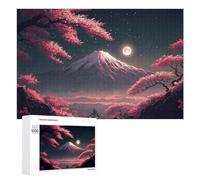 Puzzle 1000 PCS pour Adolescents Cherry Blossom Moonlit Mountain Puzzle pour Adultes Jeu De Réflexion, Analyse Et Logique, Idéal comme Cadeau 1000 PCS