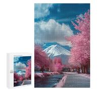 Puzzle 1000 PCS pour Adolescents Cherry Blossom Road to Fuji Puzzle pour Adolescents Améliore La Mémoire Défi À Compléter Amusant en Famille Et Soirée Jeux 1000 PCS