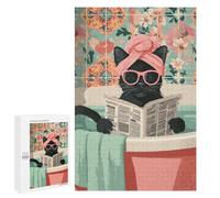 Puzzle 1000 PCS pour Adolescents Chill Cat in Bathtub Puzzle pour Adolescents Améliore La Mémoire Défi À Compléter Amusant en Famille Et Soirée Jeux 1000 PCS