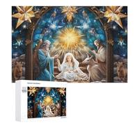 Puzzle 1000 PCS pour Adolescents Christmas Nativity Scene with Holy Family and Animals Puzzles pour Adultes Jeux De Détente Décoration Parfaite Interaction Parent-Enfant 1000 PCS