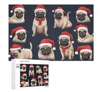 Puzzle 1000 PCS pour Adolescents Christmas Pug Collection -1 Puzzles pour Adultes Jeu Familial Course De Vitesse Manuelle Cadeaux Anti-Stress 1000 PCS