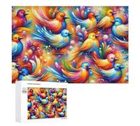 Puzzle 1000 PCS pour Adolescents Colorful Fantasy Birds Puzzles pour Adultes Jeu Familial Course De Vitesse Manuelle Cadeaux Anti-Stress 1000 PCS