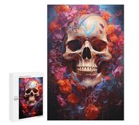 Puzzle 1000 PCS pour Adolescents Colorful Floral Skull Artwork Puzzles pour Adultes : Améliorent La Mémoire, Difficiles Et Stimulants, Cadeaux De Noël Et d'anniversaire 1000 PCS