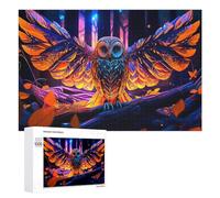 Puzzle 1000 PCS pour Adolescents Colorful Glowing Owl in Forest Puzzle pour Adultes Jeu De Réflexion, Analyse Et Logique, Idéal comme Cadeau 1000 PCS