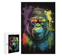 Puzzle 1000 PCS pour Adolescents Colorful Gorilla Sunglasses Art Print Puzzle pour Adolescents Améliore La Mémoire Défi À Compléter Amusant en Famille Et Soirée Jeux 1000 PCS