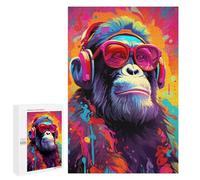 Puzzle 1000 PCS pour Adolescents Colorful Monkey Headphones Sunglasses Art Print-1 Puzzles pour Adultes : Améliorent La Mémoire, Difficiles Et Stimulants, Cadeaux De Noël Et d'anniversaire 1000 PCS