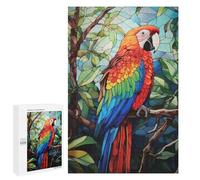 Puzzle 1000 PCS pour Adolescents Colorful Parrot Stained Glass Style Art Jeux De Puzzle Relaxants, Défi Difficile, Cadeaux Uniques pour Anniversaire Et Noël 1000 PCS