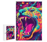 Puzzle 1000 PCS pour Adolescents Colorful Roaring Jaguar Art Print Puzzle pour Adolescents Améliore La Mémoire Défi À Compléter Amusant en Famille Et Soirée Jeux 1000 PCS