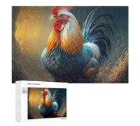 Puzzle 1000 PCS pour Adolescents Colorful Rooster Artwork-3 Puzzle pour Adultes Jouets Anti-Stress Difficile Idéal comme Cadeau 1000 PCS
