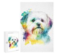 Puzzle 1000 PCS pour Adolescents Colorful Watercolor Dog Art Print Puzzle Jeux De Famille Assemblage De Motifs Cadeaux Uniques pour Anniversaire Et Noël 1000 PCS