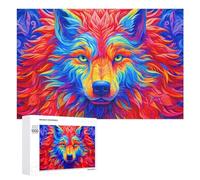 Puzzle 1000 PCS pour Adolescents Colorful Wolf Portrait Artwork Puzzle pour Adultes, Jouet, Décoration Murale, Améliore La Mémoire, Aide À Exercer Le Cerveau 1000 PCS
