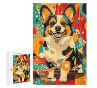 Puzzle 1000 PCS pour Adolescents Corgi in Retro Style Welsh Corgi Art Print - Vibrant and Abstract Dog Decor Puzzles pour Adultes Jeux De Détente Décoration Intérieure Cadeaux Uniques pour Anniversai