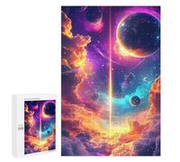 Puzzle 1000 PCS pour Adolescents Cosmic Beam Neon Space Planets Clouds Nature Jeux De Puzzle Relaxants, Défi Difficile, Cadeaux Uniques pour Anniversaire Et Noël 1000 PCS