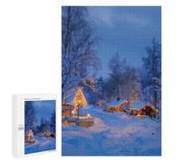 Puzzle 1000 PCS pour Adolescents Cozy Winter Cabin Village Puzzle Jeux De Famille Assemblage De Motifs Cadeaux Uniques pour Anniversaire Et Noël 1000 PCS