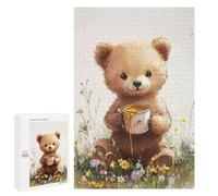 Puzzle 1000 PCS pour Adolescents Cute Bear with Honey Puzzles pour Adultes Jeu Familial Décoration Intérieure pour Anniversaire, Noël 1000 PCS