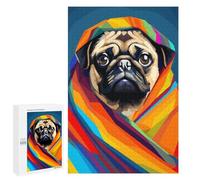 Puzzle 1000 PCS pour Adolescents Cute Blanket Pug Pixel Art Puzzles pour Adultes Jeux De Détente Décoration Intérieure Cadeaux Uniques pour Anniversaire Et Noël 1000 PCS
