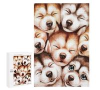 Puzzle 1000 PCS pour Adolescents Cute Husky Puppies Puzzle Adulte Jeu Manuel Décoration Intérieure Cadeaux Uniques pour Anniversaire Et Noël 1000 PCS