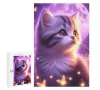 Puzzle 1000 PCS pour Adolescents Cute Kitten Under Moonlight Puzzle Jeux De Famille Assemblage De Motifs Cadeaux Uniques pour Anniversaire Et Noël 1000 PCS