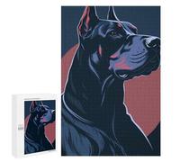Puzzle 1000 PCS pour Adolescents Doberman Pinscher Portrait Illustration Jeux De Puzzle Relaxants, Défi Difficile, Cadeaux Uniques pour Anniversaire Et Noël 1000 PCS
