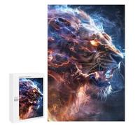 Puzzle 1000 PCS pour Adolescents Electric Lion Art Print -2 Puzzle pour Adolescents Améliore La Mémoire Défi À Compléter Amusant en Famille Et Soirée Jeux 1000 PCS