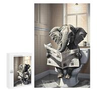 Puzzle 1000 PCS pour Adolescents Elephant Reading Newspaper in Bathroom-1 Puzzle pour Adultes Jeu De Réflexion, Analyse Et Logique, Idéal comme Cadeau 1000 PCS
